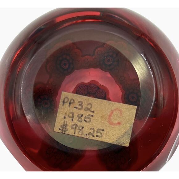 Perthshire Paperweight 1985 PP32 Q Ltd Ed Miniature Millefiore Faceted Ruby Red - Picture 6 of 8